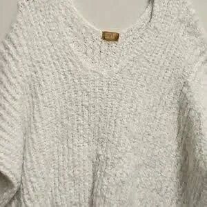 POL Women's White V-Neck Sweater